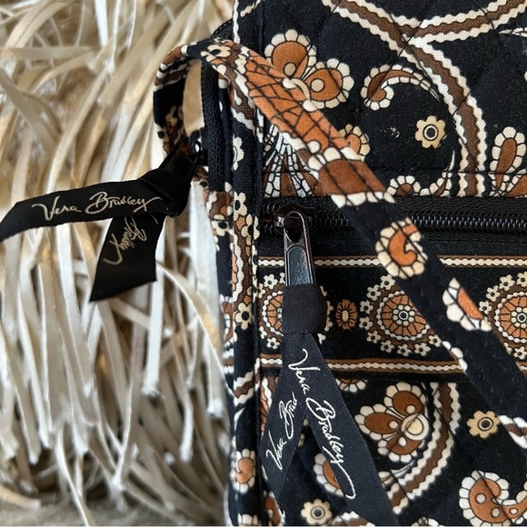 VERA BRADLEY Caffé Latte 2008 Velcro Mini Hipster Crossbody Black Brown Y2K - Picture 3 of 15